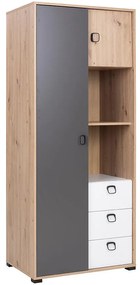 Skriňa Kevin 2 artisan/grafit/biela