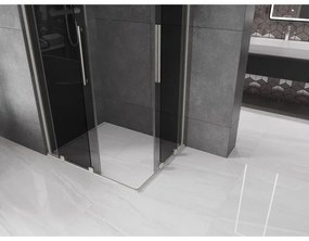Mexen Velar Duo, sprchový kút s posuvnými dverami 100 x 90 cm, 8mm šedé sklo, brúsená oceľ, 871-100-090-42-97