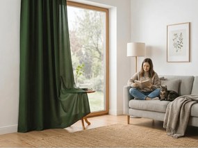 Záves OXFORD LIGHT 140x250 cm, tmavozelený Zavesenie: Kovové krúžky