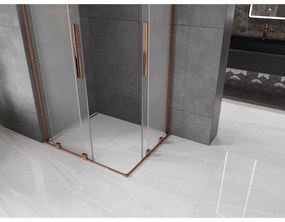Mexen Velar L Duo, sprchový kút s posuvnými dverami 90 x 80 cm, 8mm sklo námraza, ružové zlato, 871-090-080-02-33-60