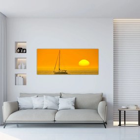 Obraz - Loďka uprostred mora (120x50 cm)