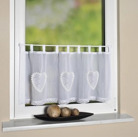 Home Wohnideen Záclona vitrážová s pútkami, čipka, batist, Corazon, Biela Rozmer textilu: 45 cm (V), 90 cm (Š)