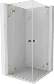 Mexen Lunar, L Duo výklopný sprchový kút 85 x 85 cm, 8mm číre sklo, zlatý profil, 834L-085L-085P-50-00