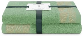 Svetlozelené froté bavlnené uteráky a osušky v súprave 2 ks Allium – Restilo
