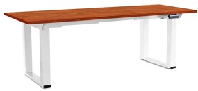 Výškovo nastaviteľný stôl OfficeTech Strong 200 x 80 cm, biela podnož, čerešňa