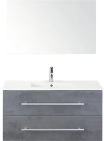 Kúpeľňový nábytkový set Sanox Stretto farba čela betón antracitovo sivá ŠxVxH 101 x 170 x 39 cm s keramickým umývadlom a zrkadlom