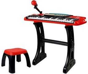 LEAN TOYS Hudobné klávesy so stoličkou a mikrofónom 37 klávesov červené