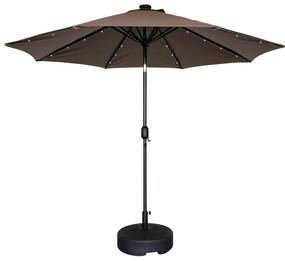 Záhradný slnečník Houseland Luna s LED osvetlením 270 cm tmavo hnedý