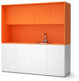 Kuchynka NIKA s drezom a batériou 1963 x 600 x 2000 mm, oranžová, pravá