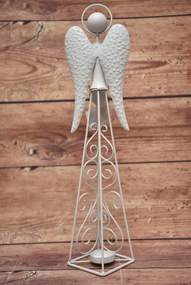 Kovový svietnik Anjel so srdiečkom (13,5x51x13,5cm) - vianočný