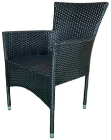 Autronic Záhradná stolička, kov, polyratan, čierna, AZC-S2117 BK