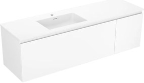 Mexen Orio, kúpeľňová skrinka 160 cm s ľavým umývadlom Otis, 1S, 1D, biela matná, 91A13-16047-3-BBFF01-W18L01