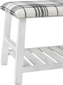 Biela drevená lavica s textilným sedákom Matte - 80 * 40 * 44cm
