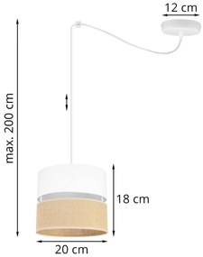 Závesné svietidlo Juta Spider, 1x jutové/biele textilné tienidlo, w
