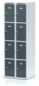 Alfa 3 Šatníková skrinka s úložnými boxami, 8 boxov, 1800 x 600 x 500 mm, otočný zámok, tmavosivé dvere