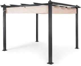 Blumfeldt Pantheon, pergola, prístrešok, 3 x 3 m, hliník, strieška proti slnku, polyester, béžová