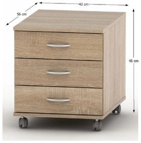 TEMPO ASISTENT 016 komoda na kolieskach, dubSonoma