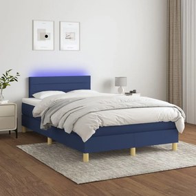 Posteľ boxsping s matracom a LED modrá 120x200 cm látka 3133787