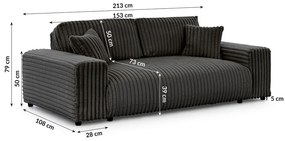 Tmavosivá menčestrová pohovka 213 cm Justin – Ropez