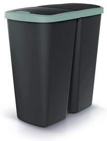 Odpadkový kôš DUO čierny, 45 l, zelená / čierna
