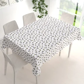 Biante Bavlnený obdĺžnikový obrus Sandra SA-345 Sivé ružičky na bielom 130x160 cm