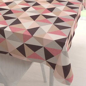 Biante Zamatový obdĺžnikový obrus Tamara TMR-048 Ružovo-hnedo-sivé trojuholníky 100x140 cm