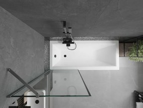 Mexen Next, 1-krídlová vaňová zástena 70 x 150 cm, 6mm číre sklo - čierny vzor, brúsená grafitová, 895-070-000-00-70-66