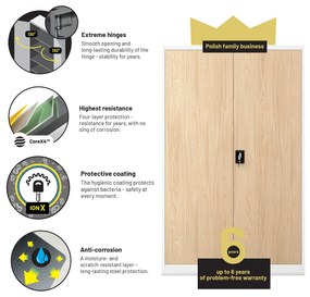 Kancelárska kovová skrinka na dokumenty JAN II, Eco Design: biela/dub sonoma