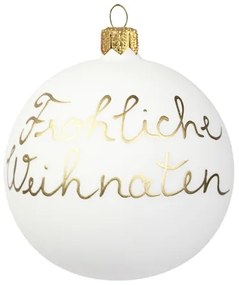 Guľa s textom „Fröhliche Weihnachten“