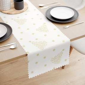 Goldea vianočný behúň na stôl teflónový - zlaté vianočné stromčeky a hviezdičky 20x120 cm