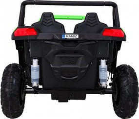 Ramiz Silná pretekárska štvorkolka pre 2 deti Zelená + Bezkartáčový motor + Nafukovacie kolesá + LED zvuk
