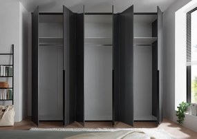 Šatníková skriňa so zrkadlami Kevo, 270 cm, grafitová