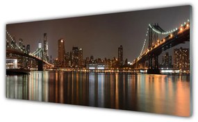 Obraz na akrylátovom skle Mesto mosty architektúra 125x50 cm