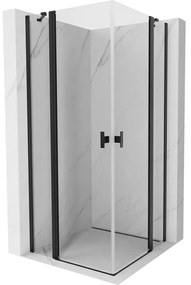 Mexen, Mexen Mist Duo výklopný sprchový kút 85 x 85 cm, priehľadný, čierny - 8A4-085-085-70-00