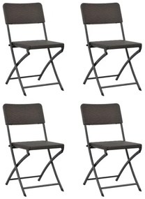 vidaXL Skladacie záhradné stoličky 4 ks, HDPE a oceľ, hnedé-