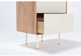 Vysoká komoda z dubového dreva v bielo-prírodnej farbe 60x100 cm Fina – Gazzda