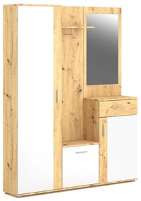 Predsieňová stena so zrkadlom NOLAN dub artisan/biela