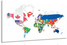 Obraz mapa sveta s vlajkami s bielym pozadím Varianta: 120x80