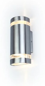 LUTEC Vonkajšie nástenné svietidlo FOCUS, 2xGU10, 35W, kruhové, chróm, IP44