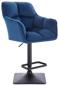 LuxuryForm Barová stolička AMALFI VELUR na čiernej hranatej podstave - modrá