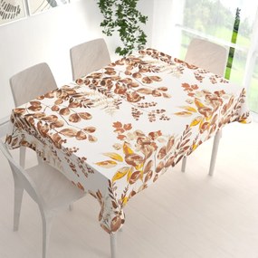 Biante Bavlnený obdĺžnikový obrus Sandra SA-530 Hnedý eukalyptus na bielom 50x100 cm