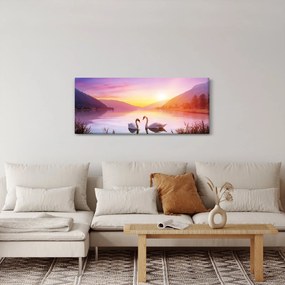 Obraz zamilovaných labutí (120x50 cm)