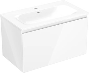 Mexen Orio, kúpeľňová skrinka 80 cm s umývadlom Vela, 1 zásuvka, biela lesklá, 91A10-08047-1-BF00-W23M00