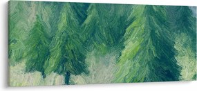 Obraz - Maľované ihličnany (120x50 cm)