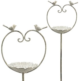 Zapichovacie napájadlo pre vtáky Love, 104x22 cm, kov, biela