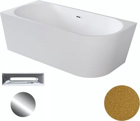 Besco Akrylátová voľne stojaca rohová vaňa Zoya Glam Z 150x75 (170x80) biela/zlatá BESCO-Typ výpuste: Click-Clack s prepadom, grafit, BESCO-Rozmery: …