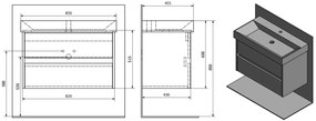 Sapho, NIRONA umývadlová skrinka 82x51,5x43cm, dub Sherwood (NR087), NR085-1515