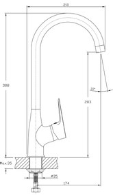 Aqualine - Drezová batéria LOTTA lesklý chróm