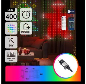 Aigostar - LED RGBY dekoratívna svetelná reťaz 400xLED/15W/230V 2x2m IP44 + diaľkové ovládanie