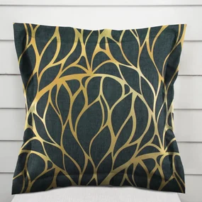 Biante Zamatová obliečka na vankúš s lemom Tamara TMR-003 Zlaté ornamenty na čiernozelenom 40 x 60 cm